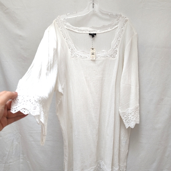 NWT Talbots white Shift Dress womens plus size 3X new crochet cotton - Picture 3 of 14